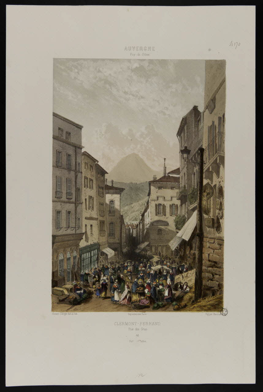 estampe AUVERGNE  Puy-de-Dôme  CLERMONT-FERRAND  Rue des Gras. 1968.37.129 Photo