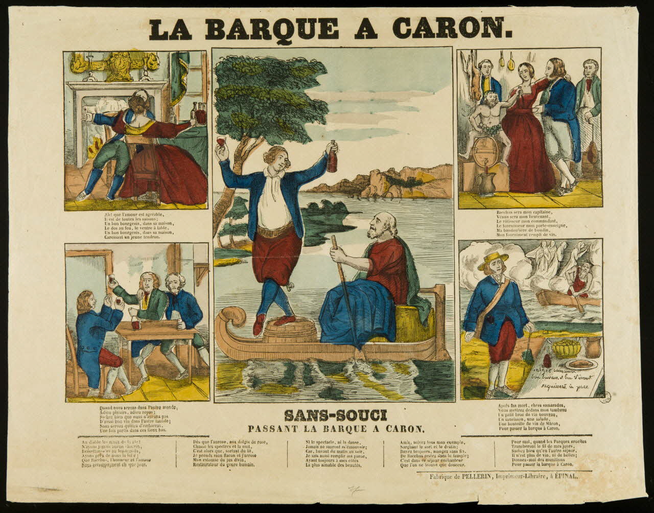 estampe LA BARQUE A CARON.  SANS-SOUCI  PASSANT LA BARQUE A CARON. 1968.37.132 Photo