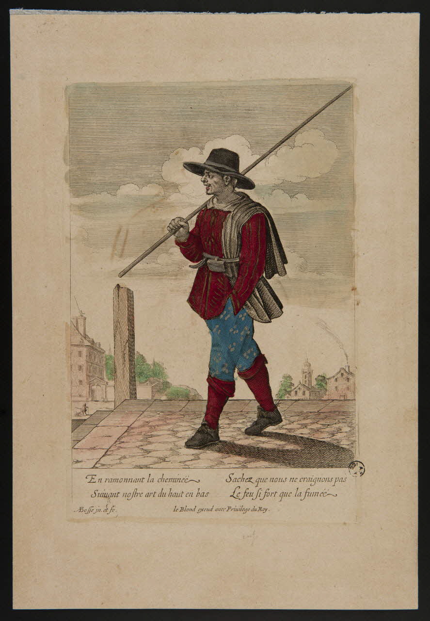 estampe En ramonnant la cheminée  Sachez que nous ne craignons pas  Suivant notre art du haut en bas  Le feu si fort que la fumée 1968.37.43 Photo