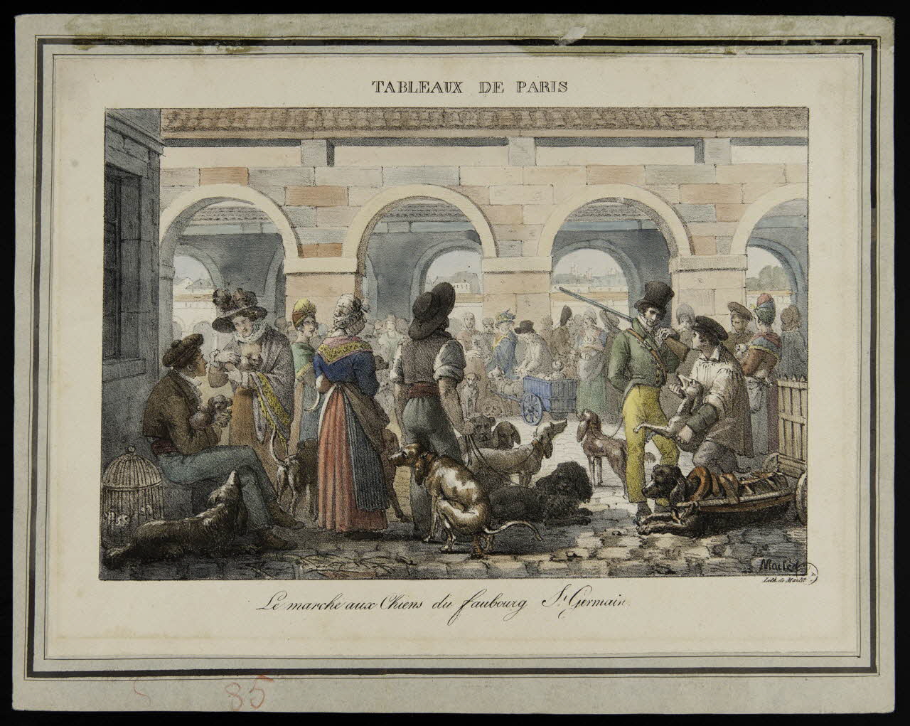 estampe TABLEAUX DE PARIS.  Le marché aux Chiens du faubourg St Germain. 1968.37.68 Photo