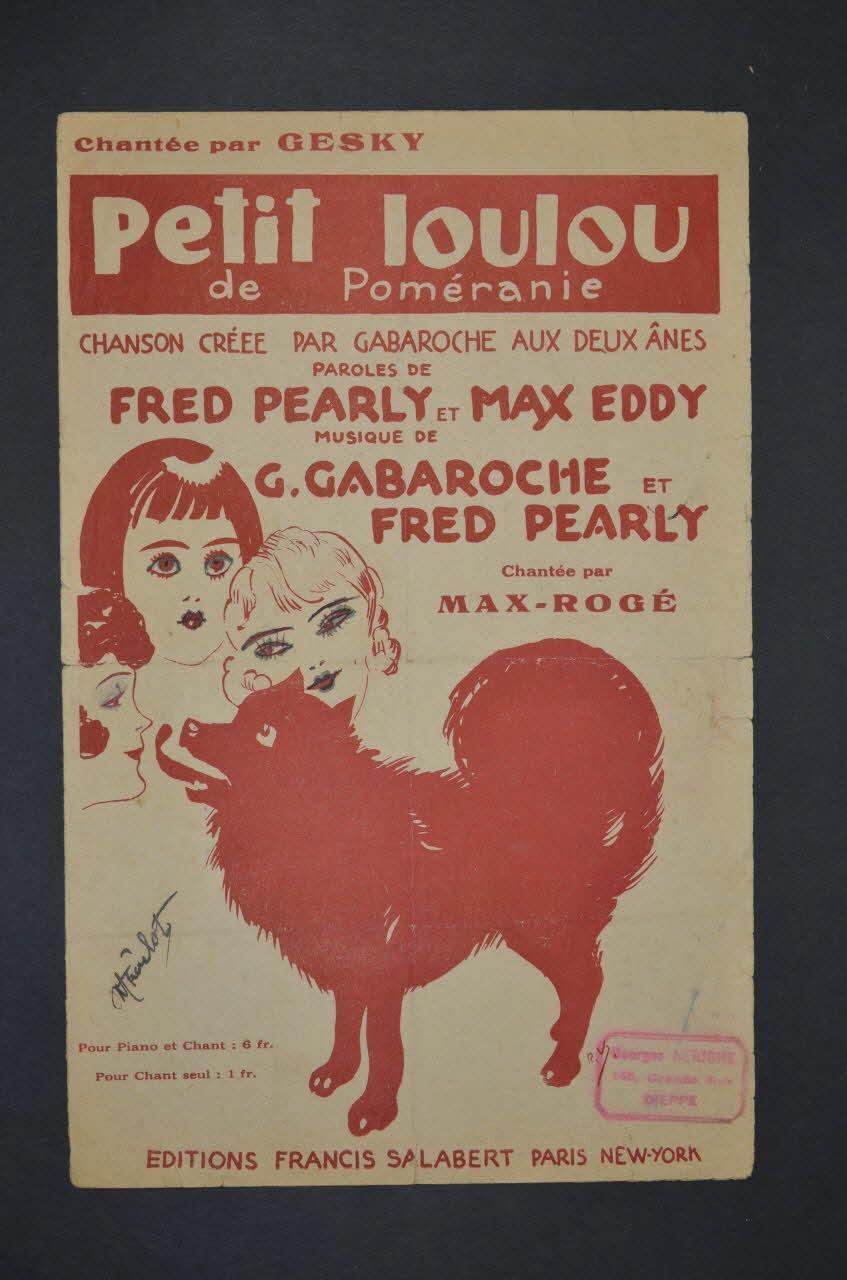 Fred Pearly ; Gaston Gabaroche ; Max Eddy ; Max-Rogé ; Francis F. Salabert chanson petit format Île-de-France, France 1925 1965.164.17 Photo Mucem