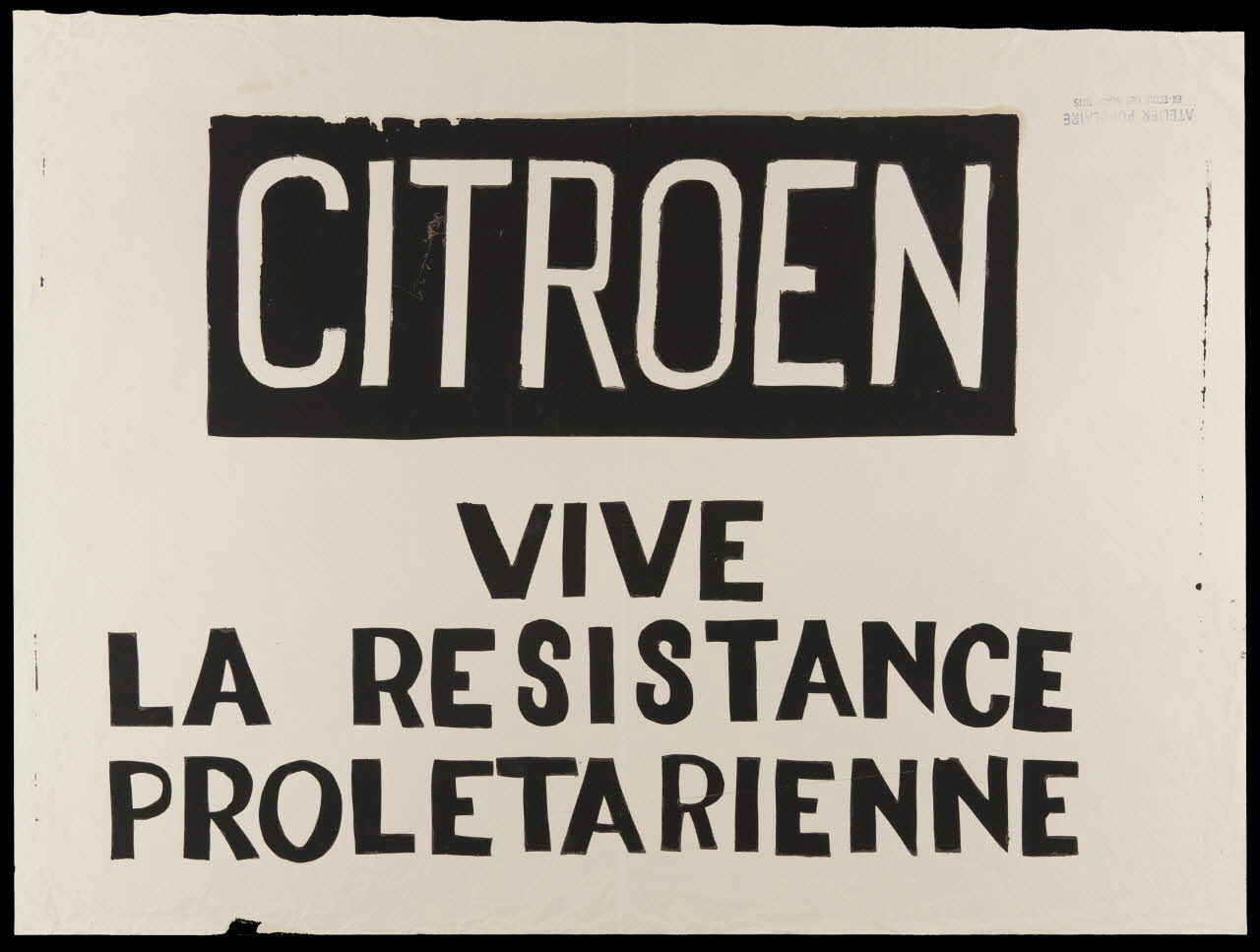 Atelier populaire de l'École nationale supérieure des beaux arts. Paris affiche Citroen Vive la résistance prolétarienne Ile-de-France, France 1968 1968.48.50 Photo