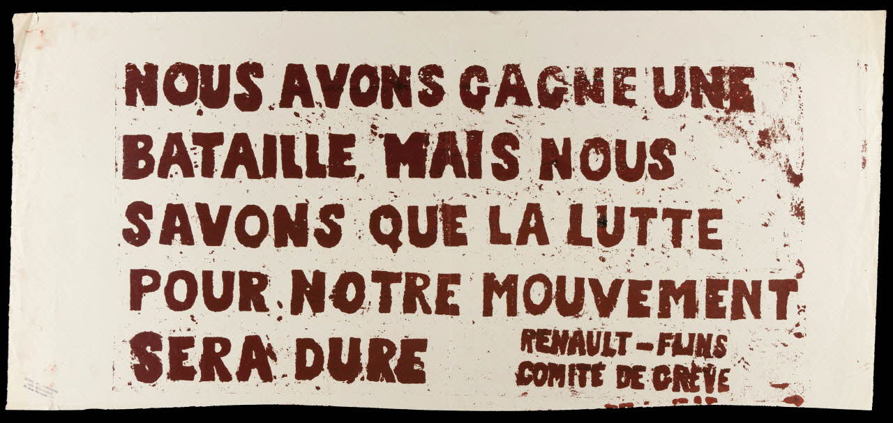 Atelier populaire de l'École nationale supérieure des beaux arts. Paris affiche NOUS AVONS GAGNE UNE  BATAILLE Ile-de-France, France 1968 1968.48.54 Photo