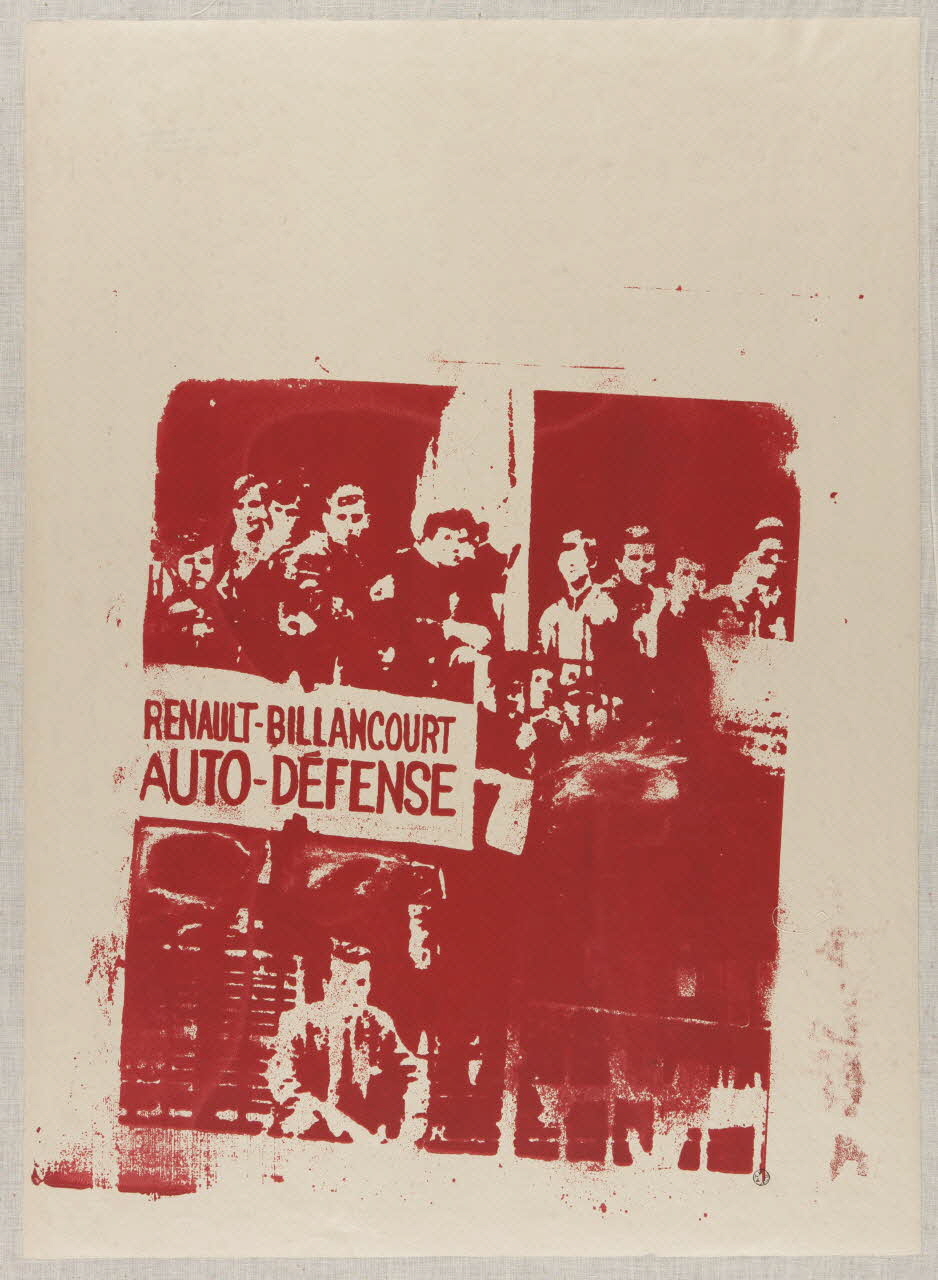 Atelier populaire de l'École nationale supérieure des beaux arts. Paris affiche RENAULT-BILLANCOURT  AUTO-DEFENSE Ile-de-France, France 1968 1968.48.9 Photo