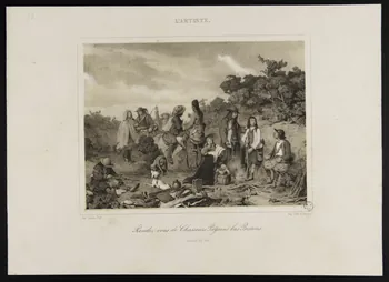 estampe L'ARTISTE.  Rendez-vous de Chasseurs, Paysans bas-Bretons. 1968.49.38 Photo