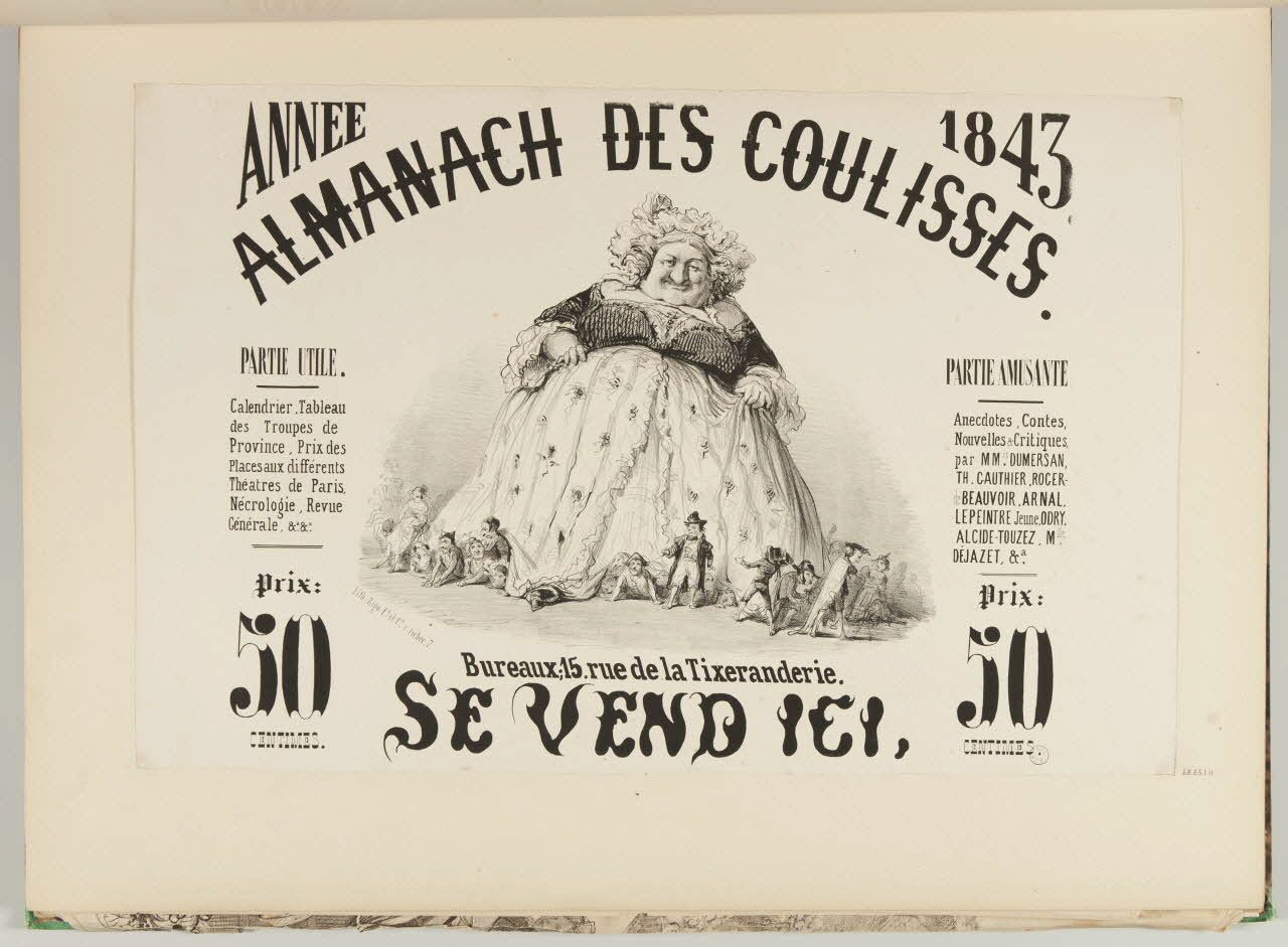 affiche ANNEE  1843  ALMANACH DES COULISSES. 1968.65.1.11 Photo