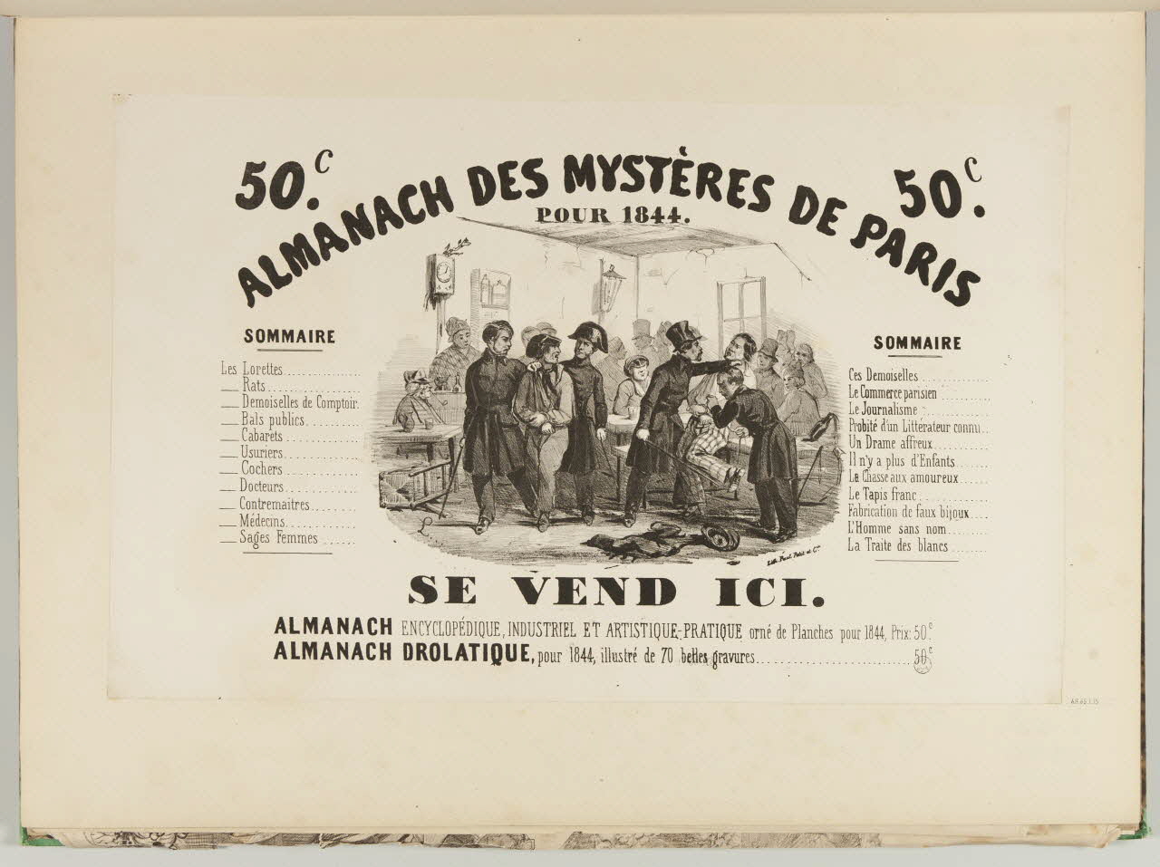 affiche ALMANACH DES MYSTERES DE PARIS  POUR 1844. 1968.65.1.15 Photo