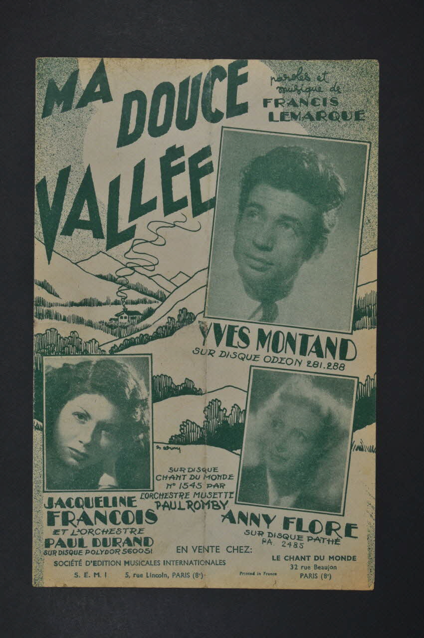 Francis Lemarque ; Yves Montand ; Anny Flore ; Jacqueline François ; S.E.M.I; chanson petit format Île-de-France, France 1948 1966.158.89 Photo Mucem