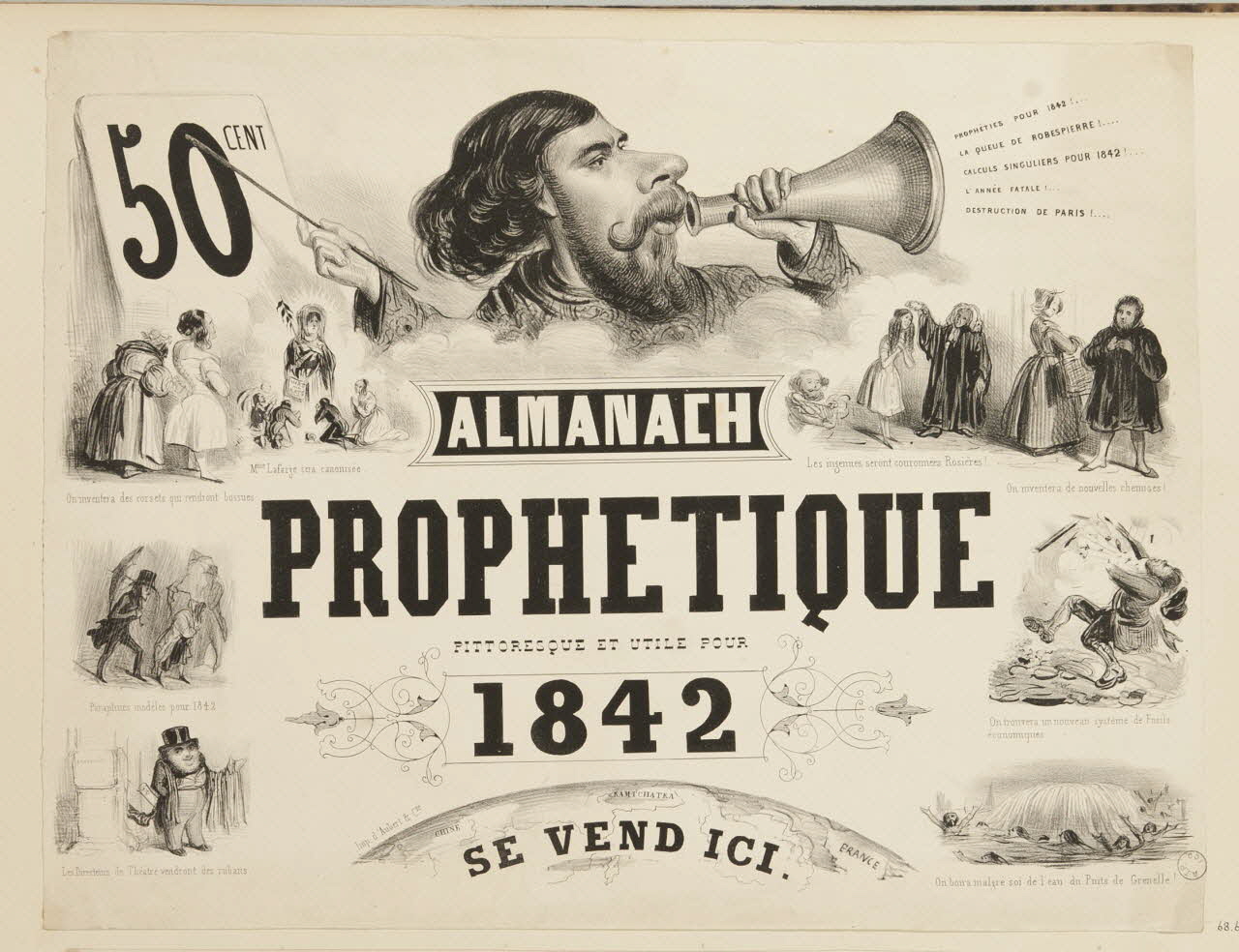 affiche ALMANACH  PROPHETIQUE  PITTORESQUE ET UTILE POUR  1842 1968.65.1.7 Photo