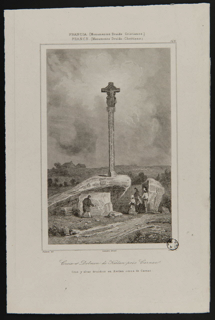 estampe Croix et Dolmen de Kerlan près Carnac. 1968.66.10 Photo