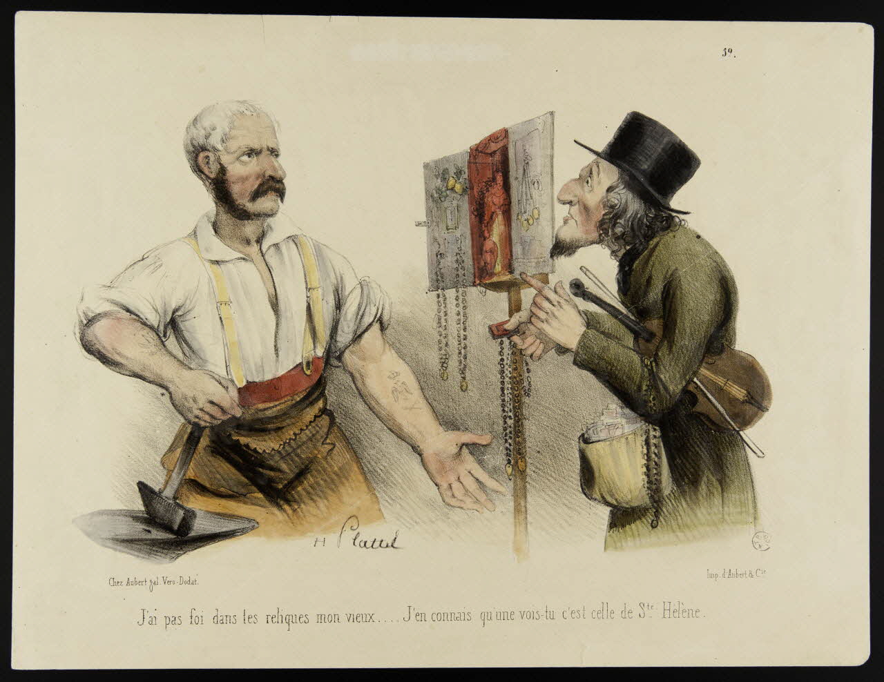 estampe J'ai pas foi dans tes reliques mon vieux.... J'en connais qu'une vois-tu c'est celle de Ste. Hélène. 1968.66.9 Photo