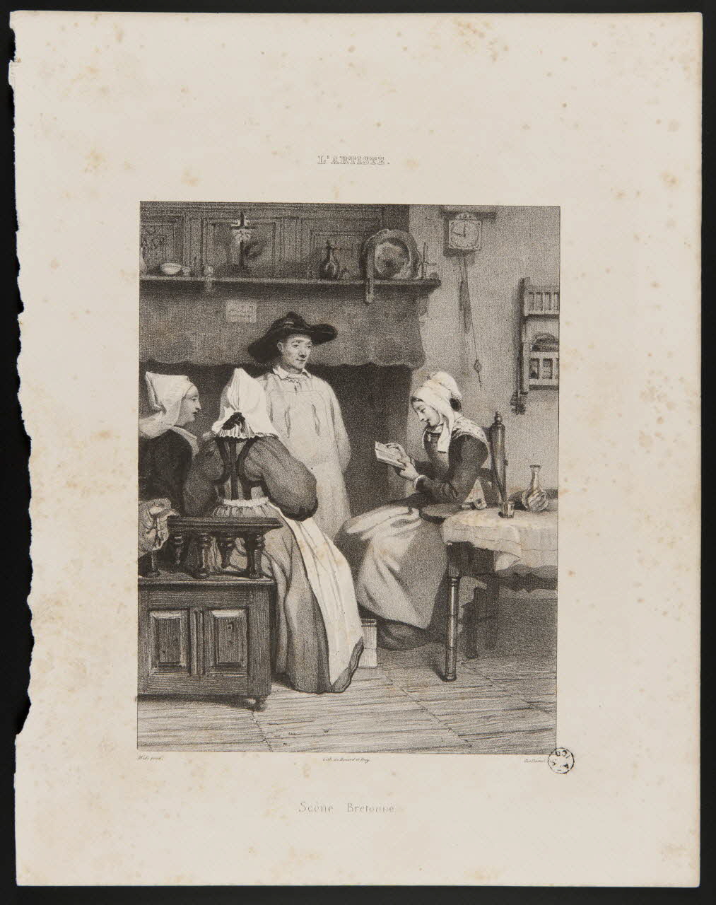 J Frey estampe L'ARTISTE.  Scène Bretonne. Ile-de-France, France 1827-1852 1968.73.8 Photo