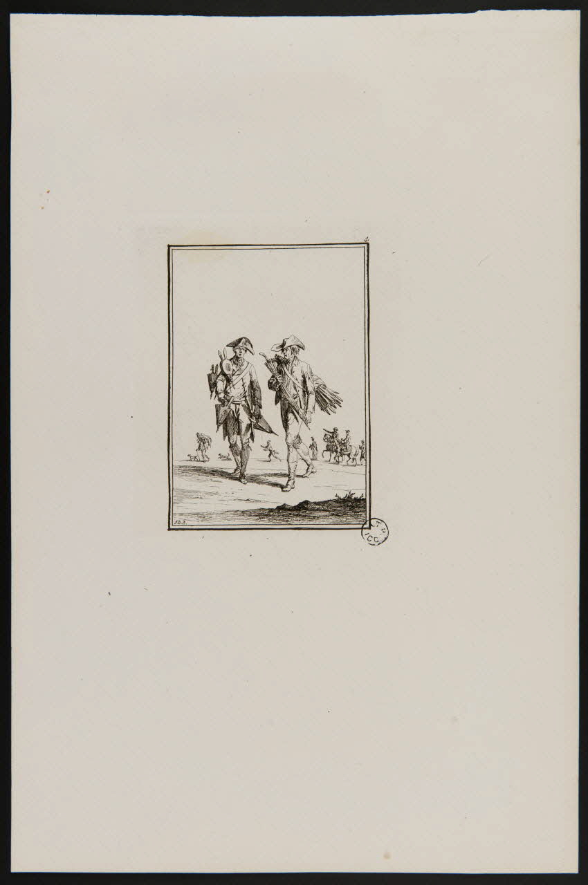 estampe Deux hommes transportent des soufflets et des parapluies. 1968.92.5 Photo