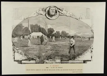 estampe 1864. - LE JEU DE CRICKET  GRAND MATCH DISPUTE AU BOIS DE BOULOGNE ENTRE LES JOUEURS FRANCAIS ET ANGLAIS 1968.92.59 Photo
