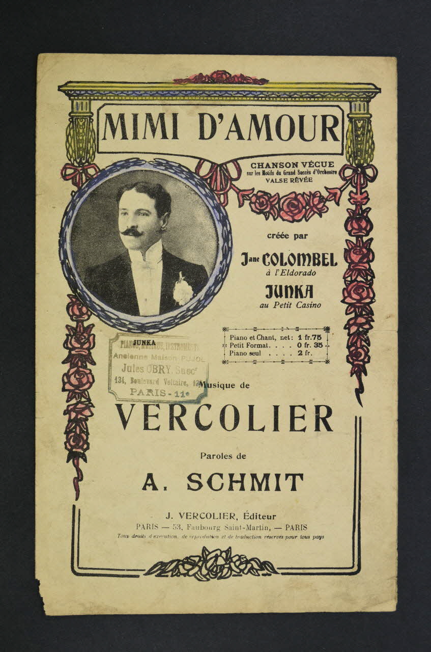 J. Vercolier ; A. Schmit ; Jane Colombel ; Léonce Junka chanson petit format 1911 1965.164.6 Photo Mucem