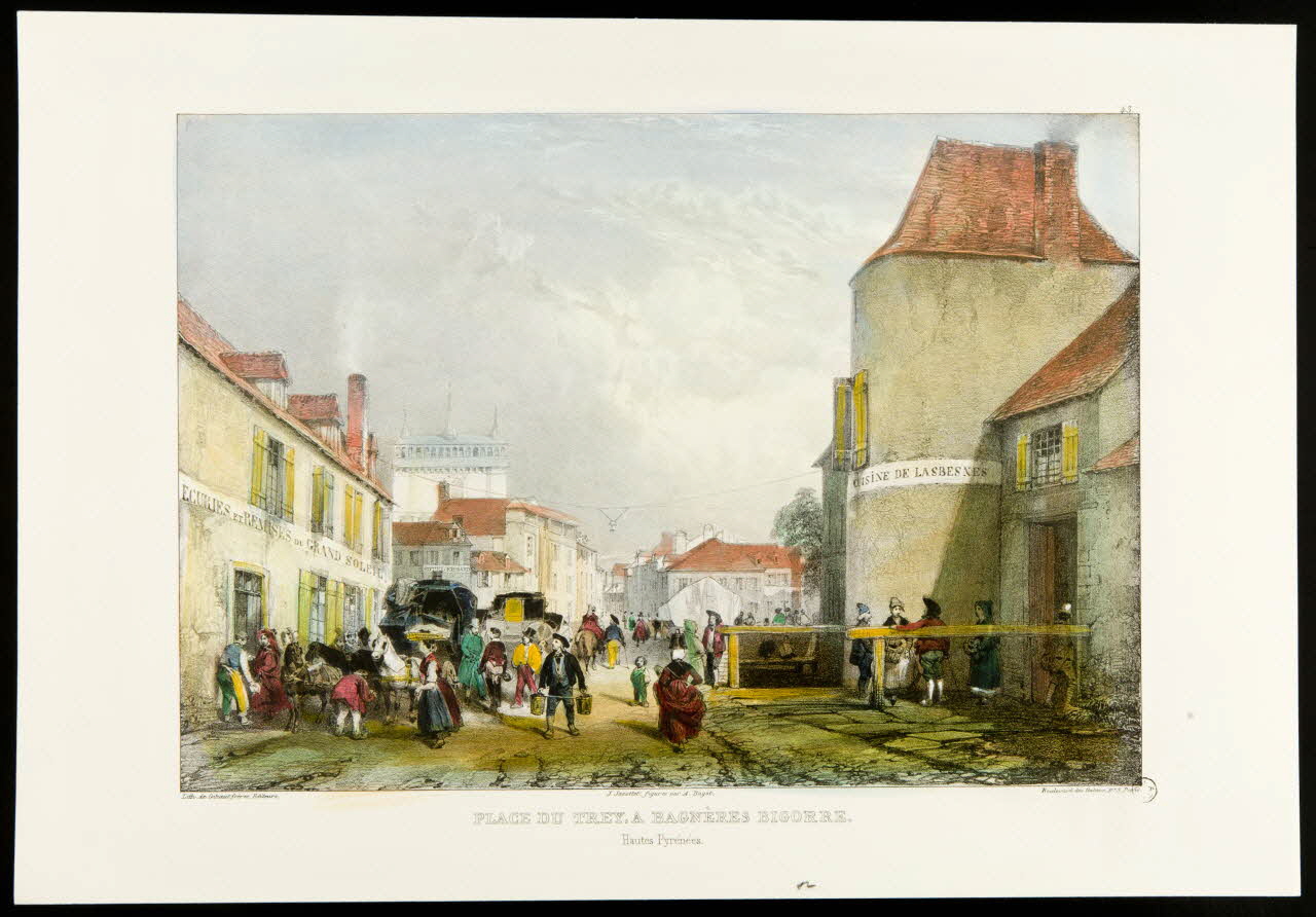 estampe PLACE DU TREY, A BAGNERES BIGORRE. 1968.92.68 Photo