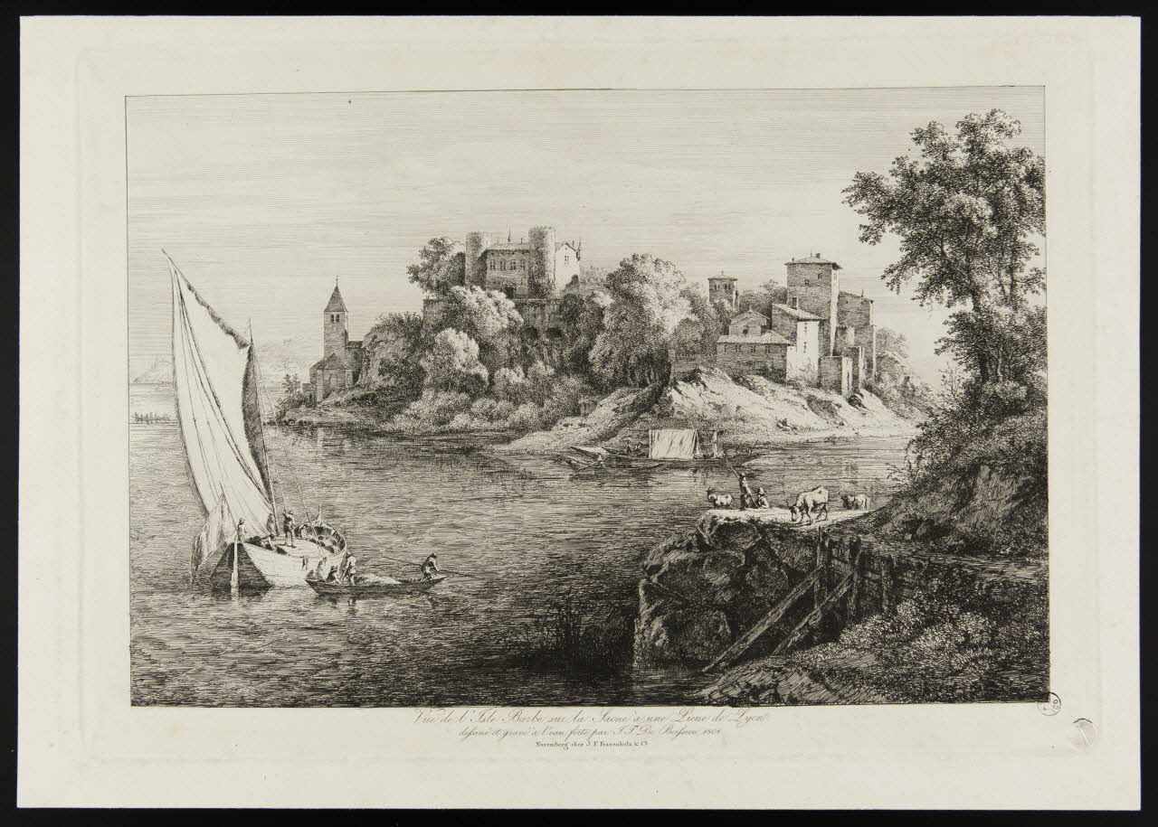estampe Vue de l'Isle Barbe sur la Saone à une Lieue de Lyon. 1968.92.87 Photo