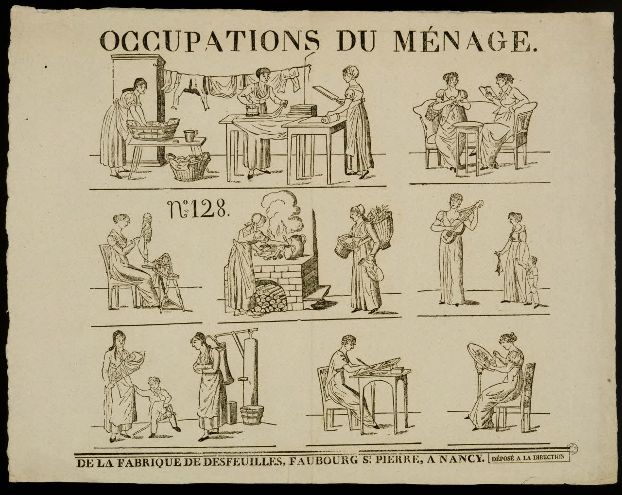 estampe OCCUPATIONS DU MENAGE.  n°128. 1968.94.7 Photo