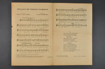 Norbert Glanzberg ; Michel Vaucaire ; Editions Musicales Bourcier; chanson petit format Paris 9ème 1938 1966.159.9 Photo Mucem