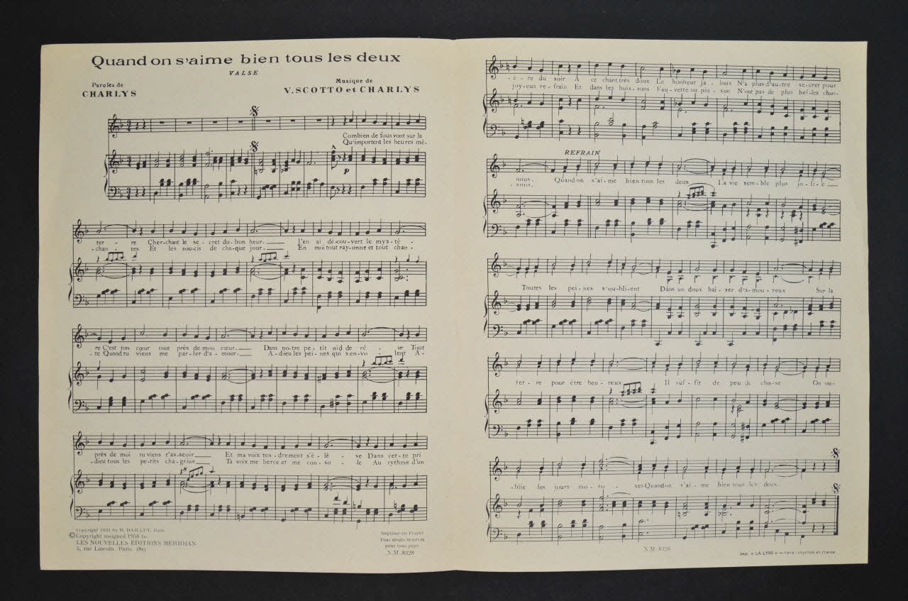 Vincent Scotto ; Charlys ; René Bersin ; Edith Burger ; René Raillet ; Méridian, Les Nouvelles éditions; chanson petit format Paris 8ème 1933 1965.165.8 Photo Mucem