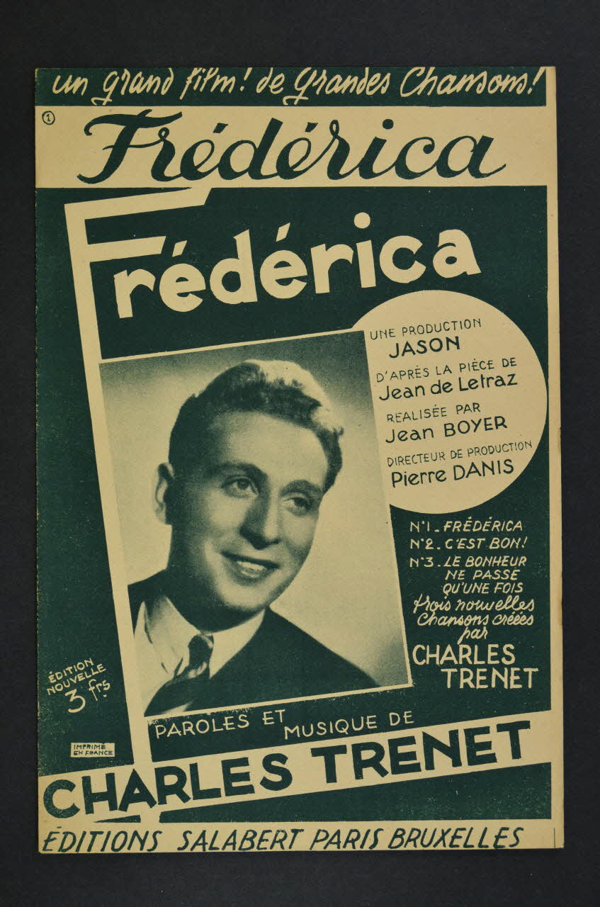 Charles Trénet ; Salabert chanson petit format Île-de-France, France 1943 1966.160.28 Photo Mucem