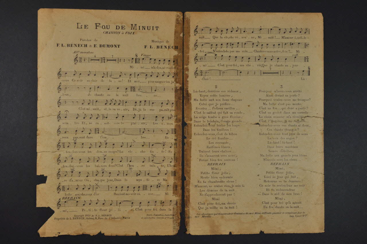 Ernest Dumont ; Ferdinand Louis Bénech ; La Criolla chanson petit format Île-de-France, France 1919 1966.162.18 Photo Mucem
