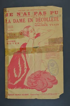 Lucien Boyer ; Yves Mirande ; Maurice Yvain ; Salabert chanson petit format Île-de-France, France 1923 1966.162.5 Photo Mucem