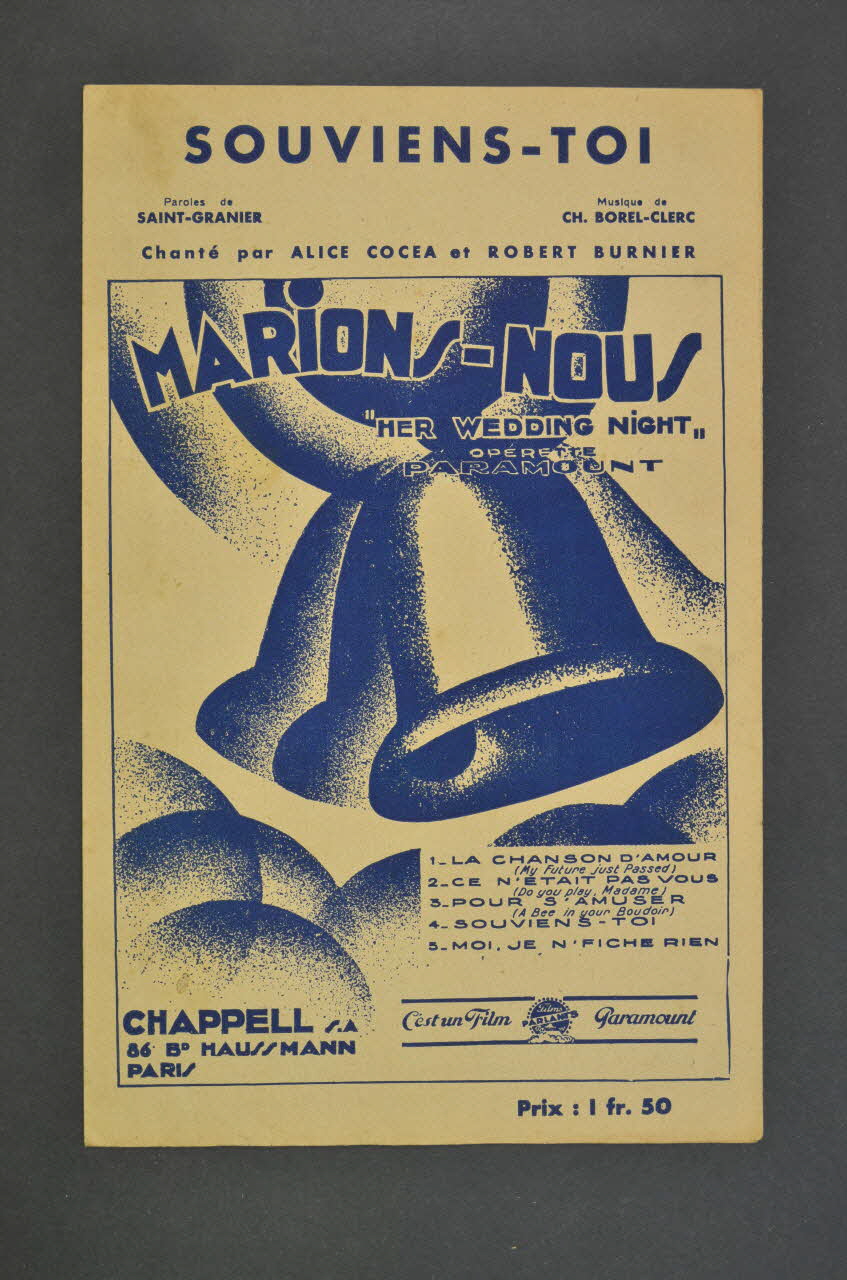 Charles Borel-Clerc ; Charles Saint-Granier ; Chappell; chanson petit format Île-de-France, France 1931 1966.162.7 Photo Mucem