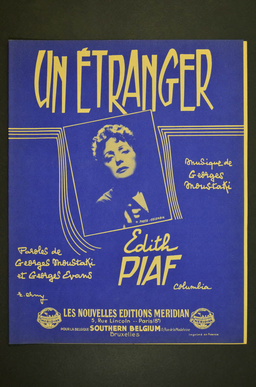 Georges Evans ; Georges Moustaki ; Edith Piaf ; Méridian, Les Nouvelles éditions; chanson petit format Paris 8ème 1958 1965.166.25 Photo Mucem