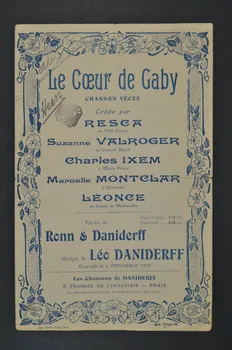 Léo Daniderff ; Emile Ronn ; Resca ; Suzanne Valroger chanson petit format Île-de-France, France 1913 1966.164.1  Photo Mucem