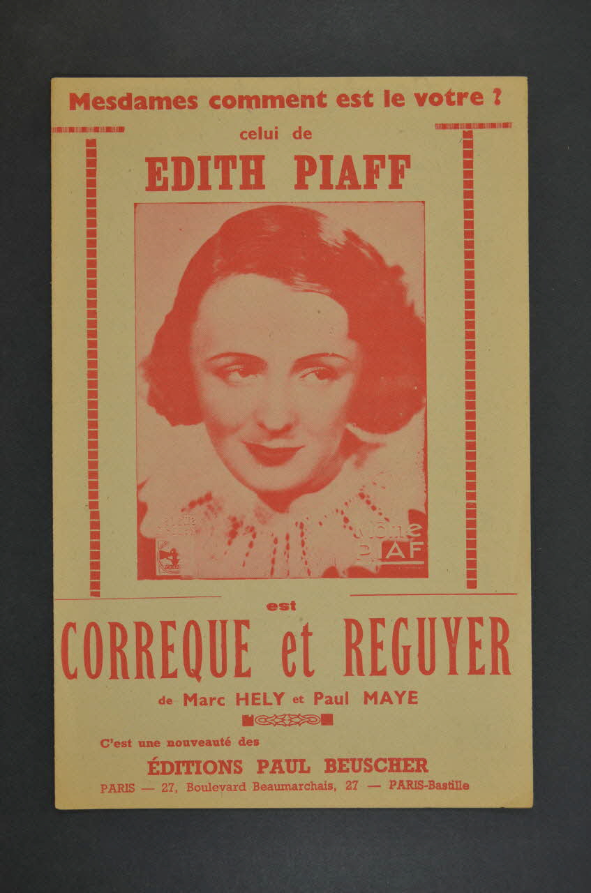 Paul Mayé ; Marc Hély ; Edith Piaf ; Paul Beuscher chanson petit format Paris 4ème 1938 1965.166.3 Photo Mucem