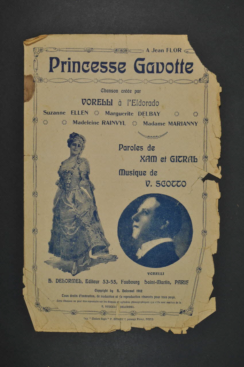 Gitral ; Xam ; Vincent Scotto ; Georges Vorelli ; H. Delormel chanson petit format Île-de-France, France 1912 1966.164.25 Photo Mucem