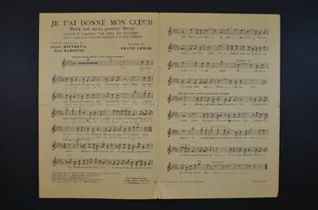 Jean Marietti ; André Mauprey ; Franz Lehar ; Éditions Max Eschig chanson petit format Île-de-France, France 1929 1966.164.34 Photo Mucem
