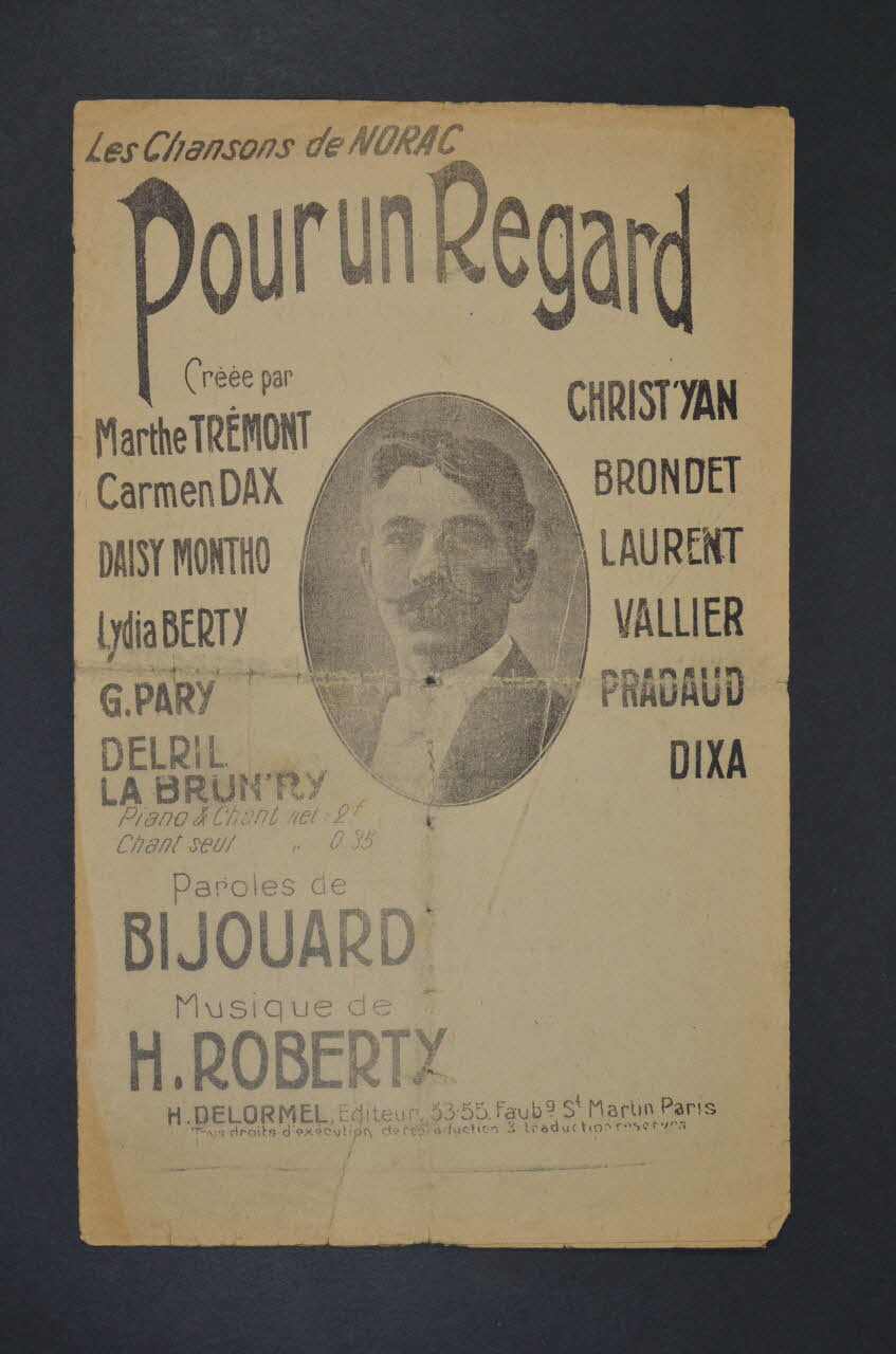 H. Roberty ; Bijouard ; Christ'yan ; Delormel Et Cie chanson petit format Île-de-France, France 1917 1966.164.42 Photo Mucem