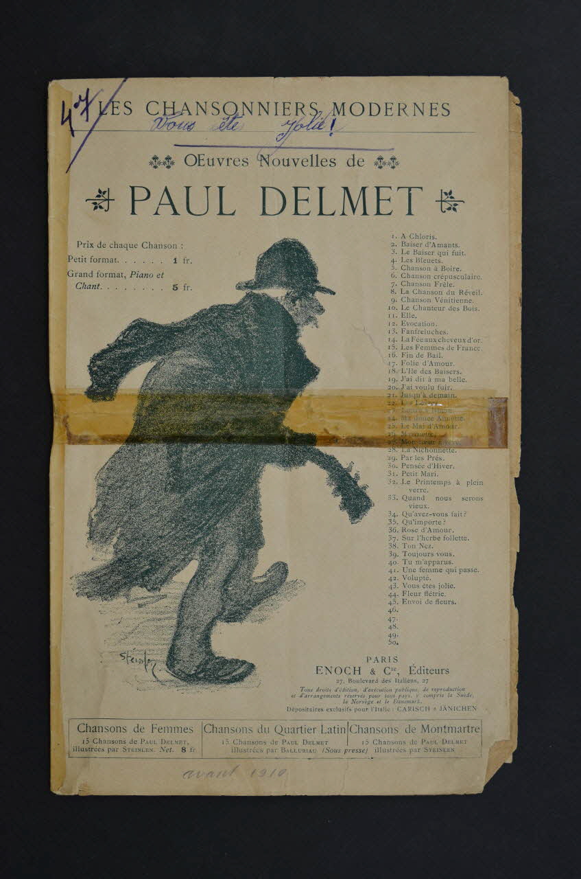 Paul Delmet ; Léon Suès ; Enoch & Cie chanson petit format Île-de-France, France 1896 1966.165.15 Photo Mucem