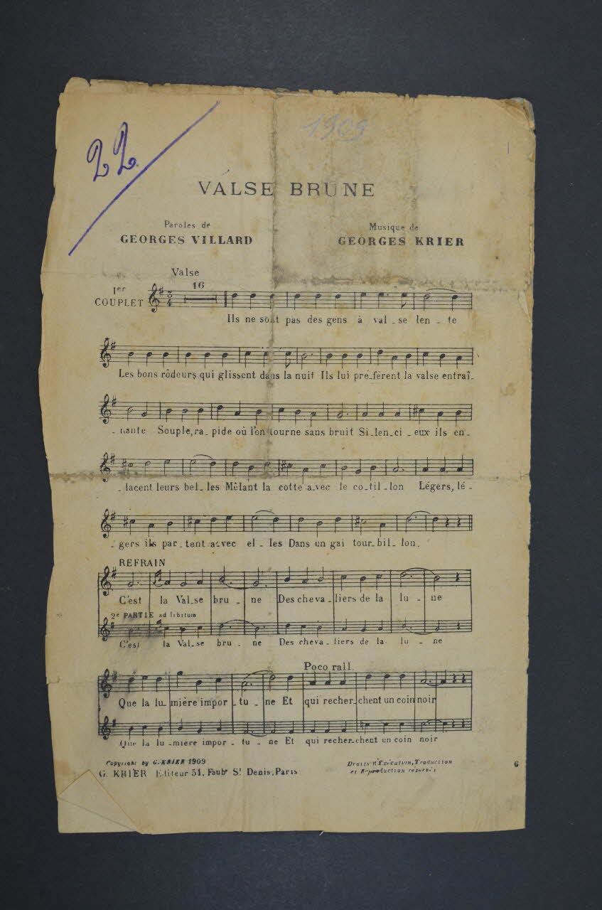Georges Villard ; Georges Krier chanson petit format Île-de-France, France 1909 1966.165.27  Photo Mucem