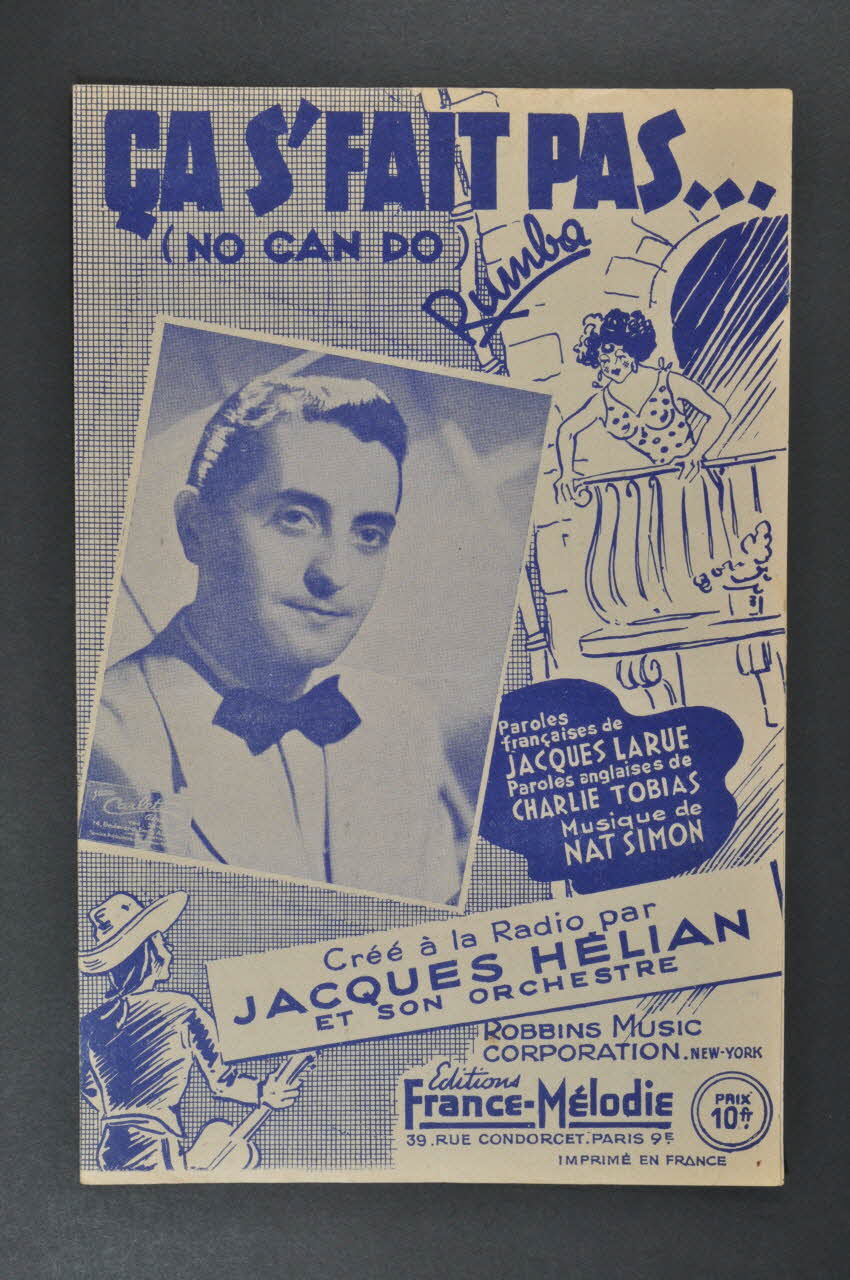 Charlie Tobias ; Jacques Larue ; Nat Simon ; Jacques Hélian ; France-Mélodie chanson petit format 1945 1966.165.38 Photo Mucem