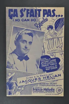 Charlie Tobias ; Jacques Larue ; Nat Simon ; Jacques Hélian ; France-Mélodie chanson petit format 1945 1966.165.38 Photo Mucem
