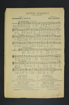 Ruffin ; André Bonnardel ; Paul Leconte ; Léonce Junka ; Delormel Et Cie chanson petit format Île-de-France, France 1910 1966.165.43 Photo Mucem