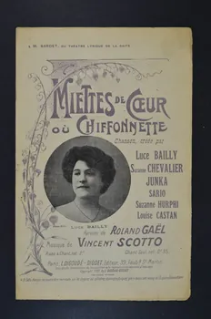 Vincent Scotto ; Roland GaëL ; Luce Bailly ; Digoudé-Diodet; chanson petit format 1907 1965.168.11  Photo Mucem