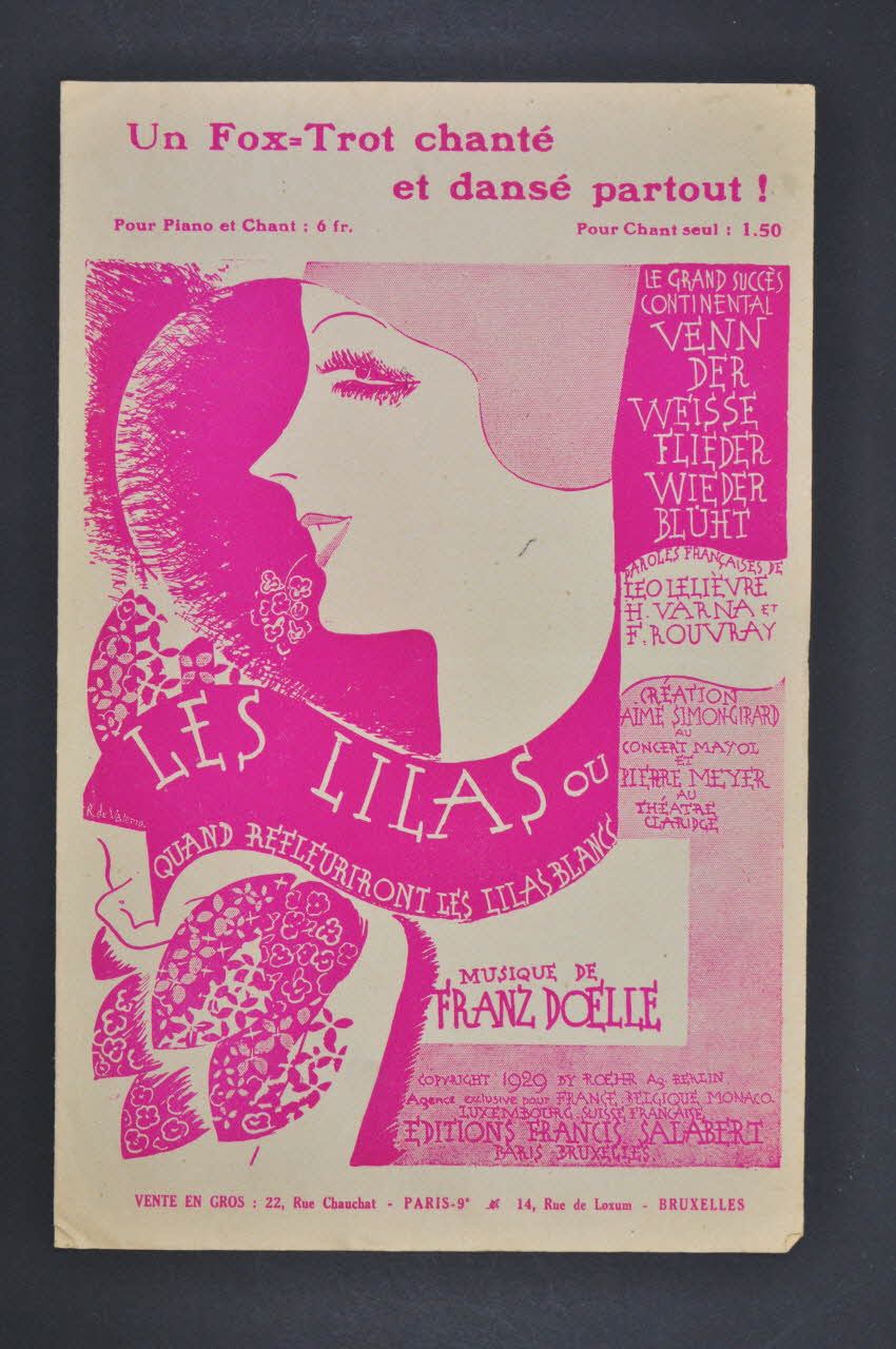 Léo Lelièvre ; Franz Doelle ; Henri Varna ; Fernand Rouvray ; Aimé Simon-Girard ; Pierre Meyer ; Francis F. Salabert chanson petit format 1929 1965.168.16 Photo Mucem