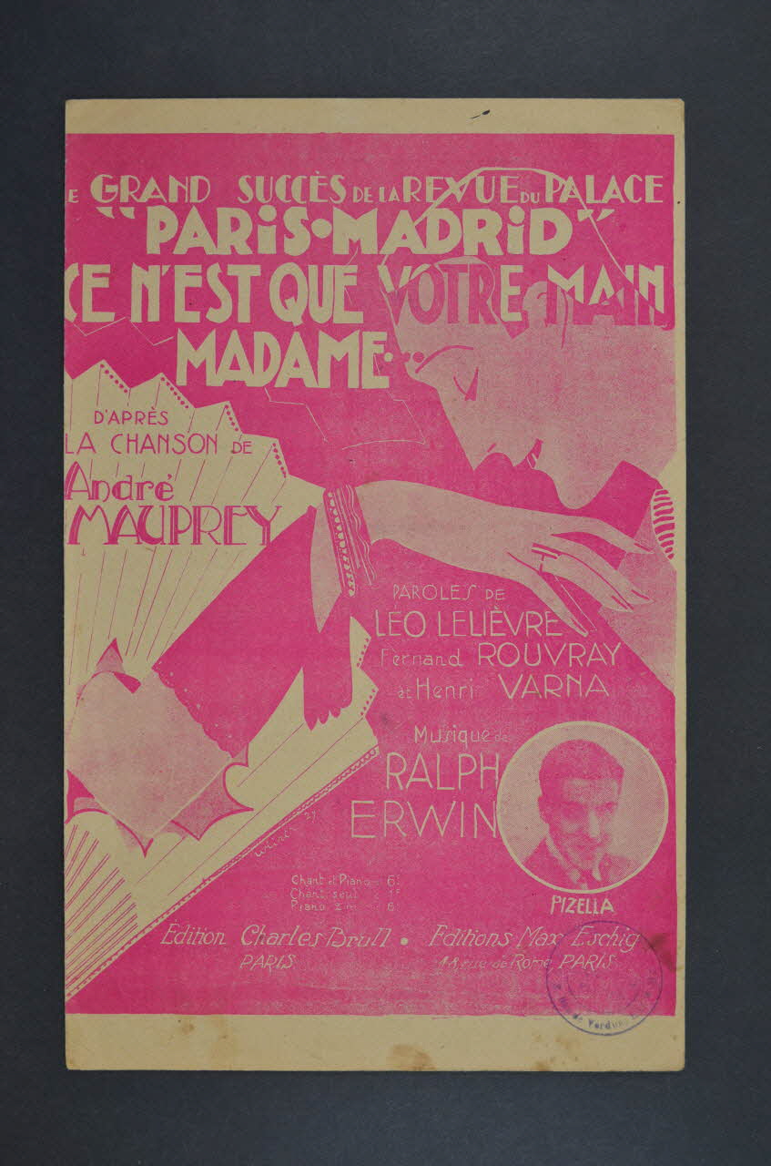 Henri Varna ; Léo Lelièvre ; Fernand Rouvray ; Ralph Erwin ; Charles Brull chanson petit format 1928 1965.168.17 Photo Mucem