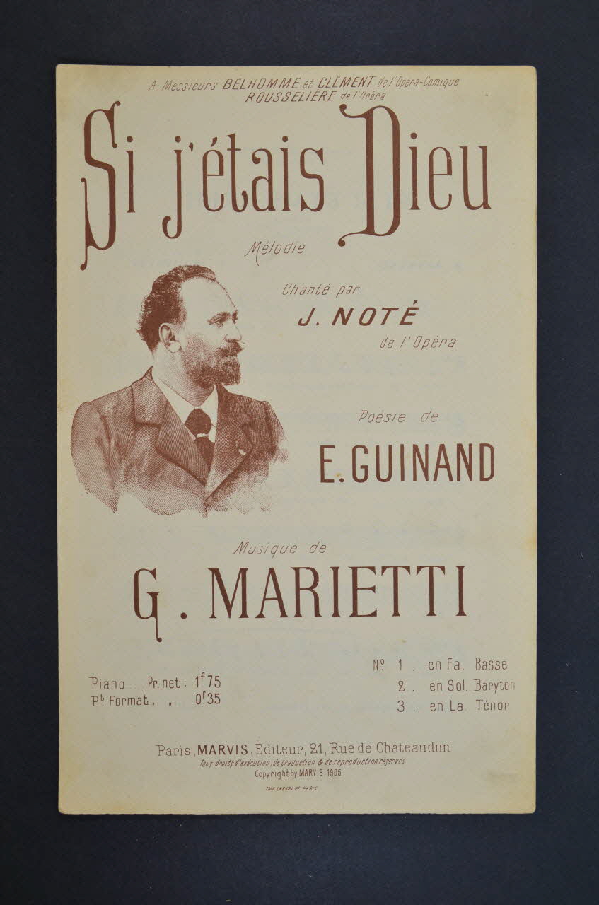 G. Marietti ; E. Guinand ; Jean Noté chanson petit format 1905 1965.168.26 Photo Mucem