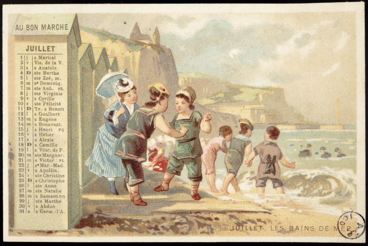 carte réclame JUILLET. LES BAINS DE MER 1975.102.31 Photo