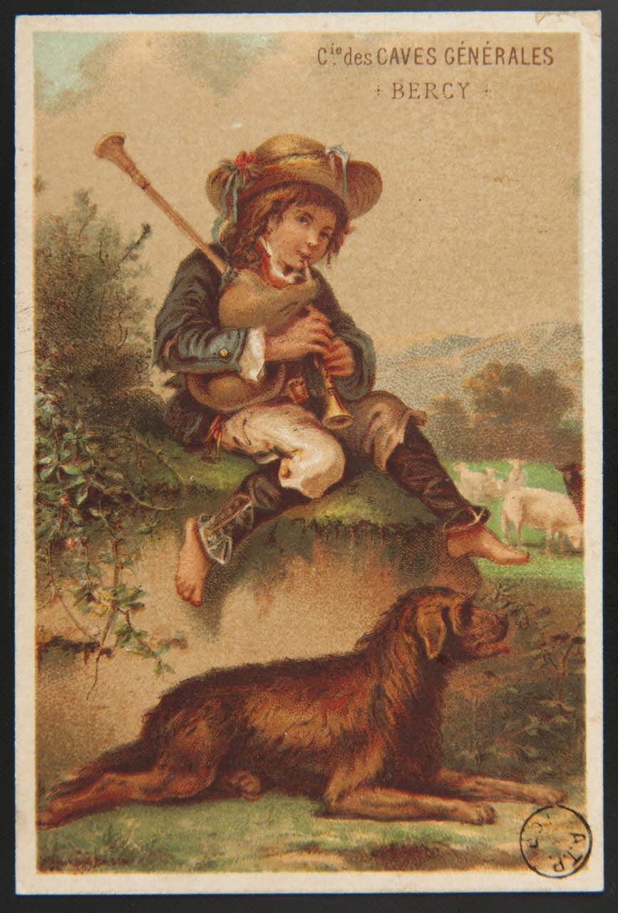 carte réclame Jeune berger jouant de la cornemuse 1975.102.52 Photo