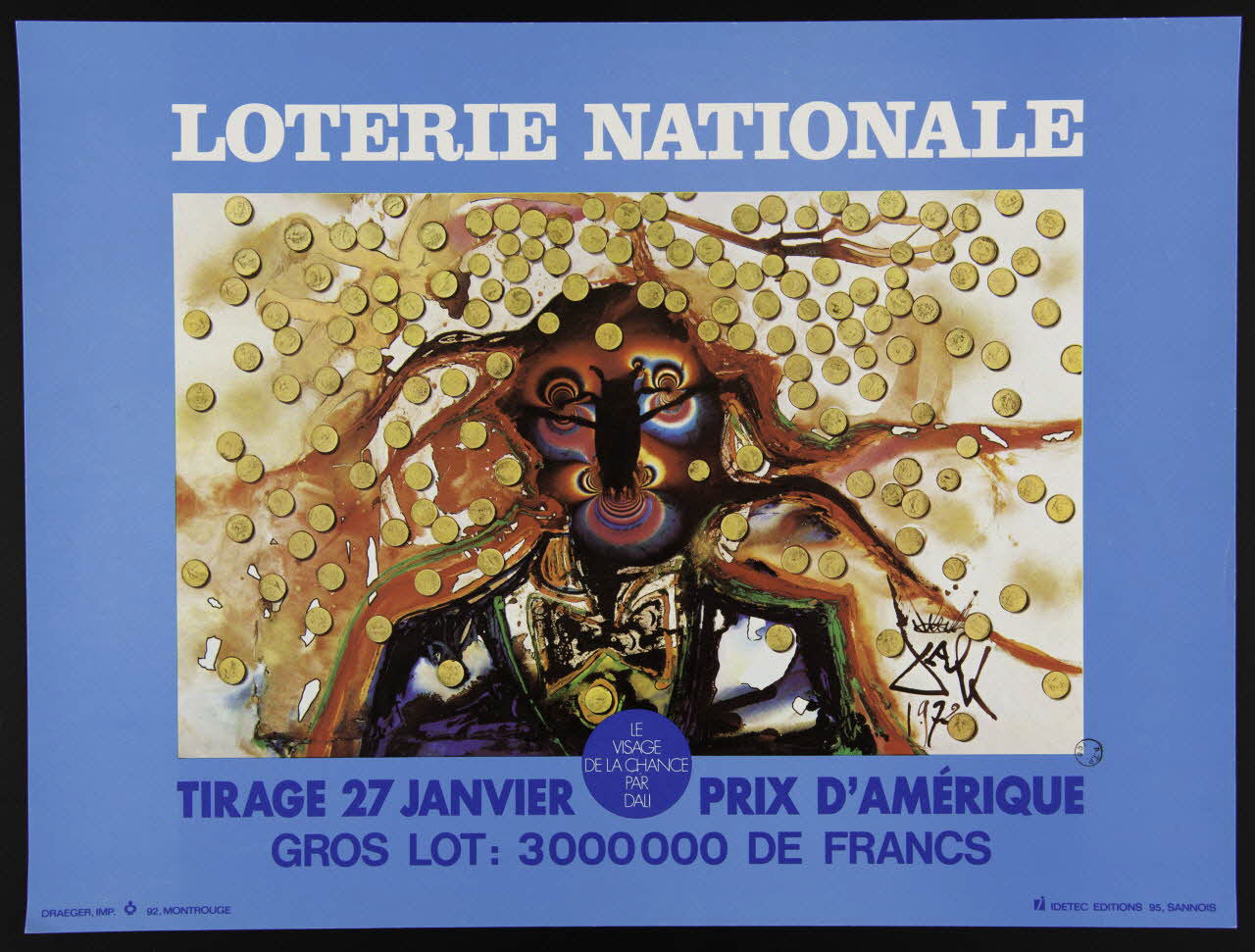 estampe LOTERIE NATIONALE  LE  VISAGE  DE LA CHANCE  PAR  DALI 1975.103.17 Photo