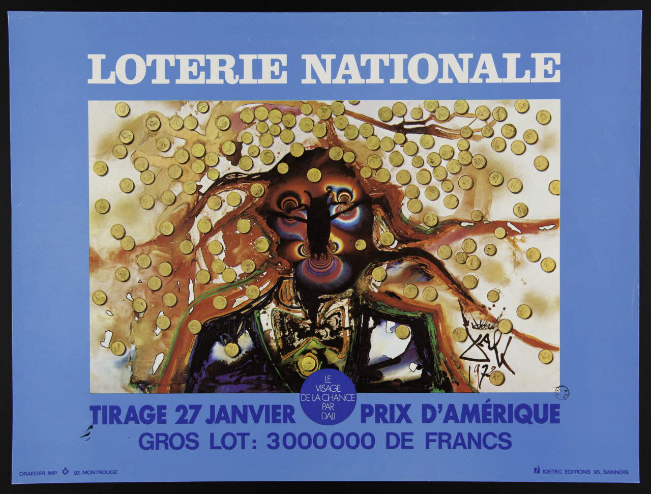 estampe LOTERIE NATIONALE  LE  VISAGE  DE LA CHANCE  PAR  DALI 1975.103.18 Photo