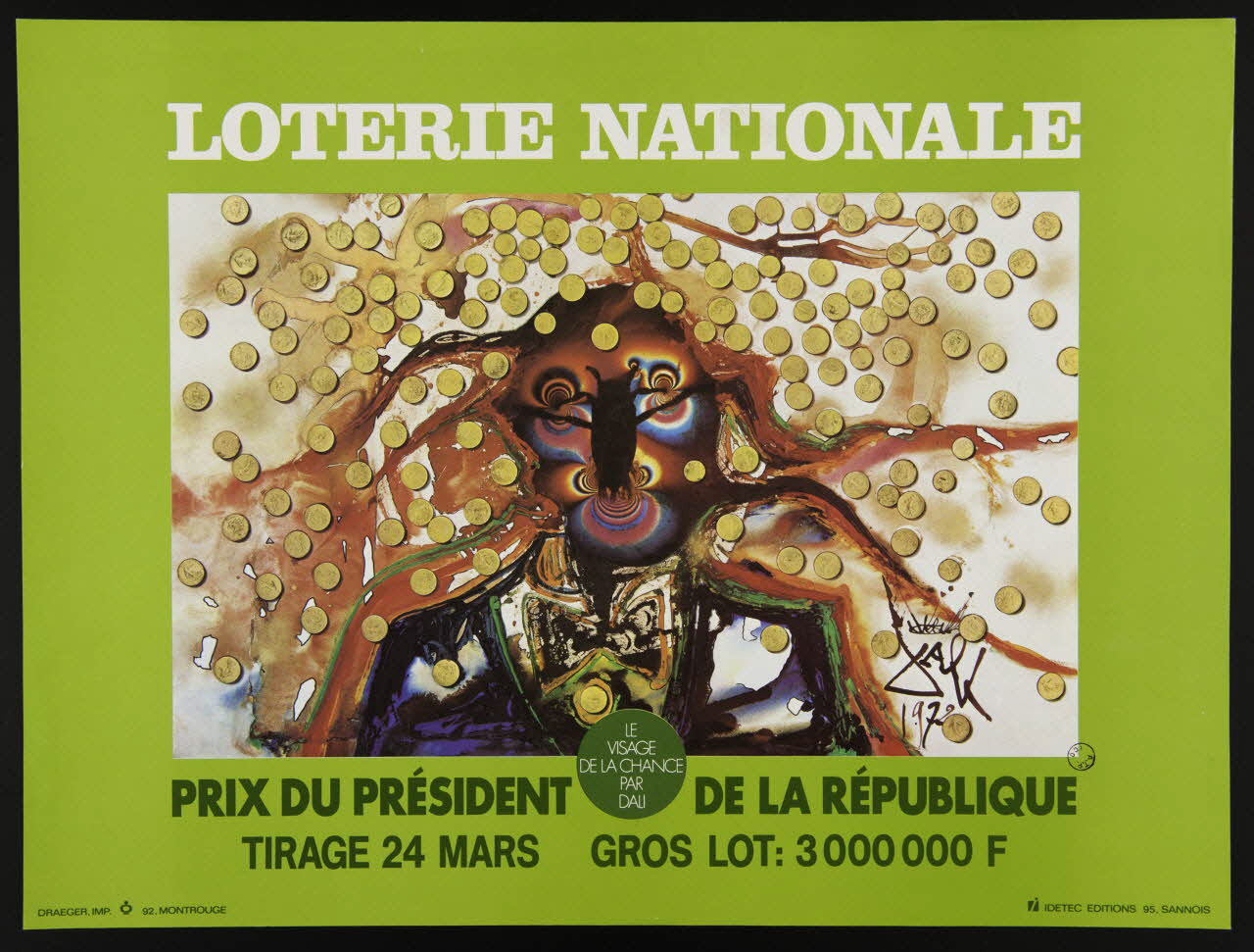 estampe LOTERIE NATIONALE  LE  VISAGE  DE LA CHANCE  PAR  DALI 1975.103.39 Photo