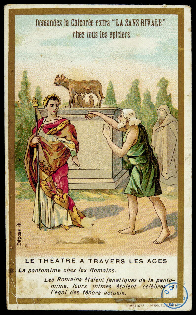 carte réclame LE THEATRE A TRAVERS LES AGES  La pantomine chez les Romains. 1975.105.13 Photo