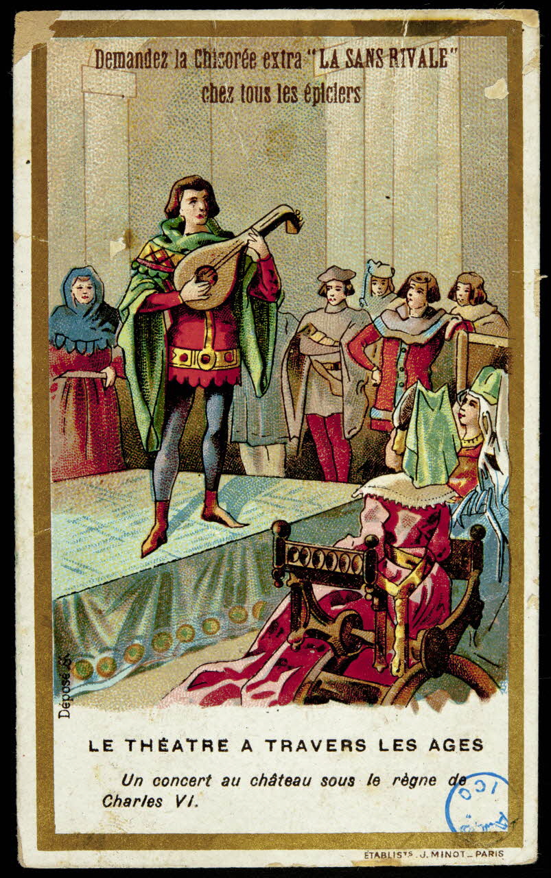 carte réclame LE THEATRE A TRAVERS LES AGES  Un concert au château sous le règne de  Charles VI. 1975.105.14 Photo